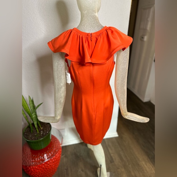 Jay Godfrey Orange Sleeveless Ruffle Collar Mini Dress. New With Tags! Size 4 - Picture 8 of 14